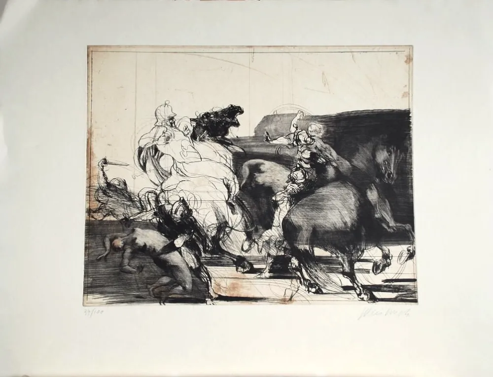 Aguafuerte Weisbuch - Chevaliers