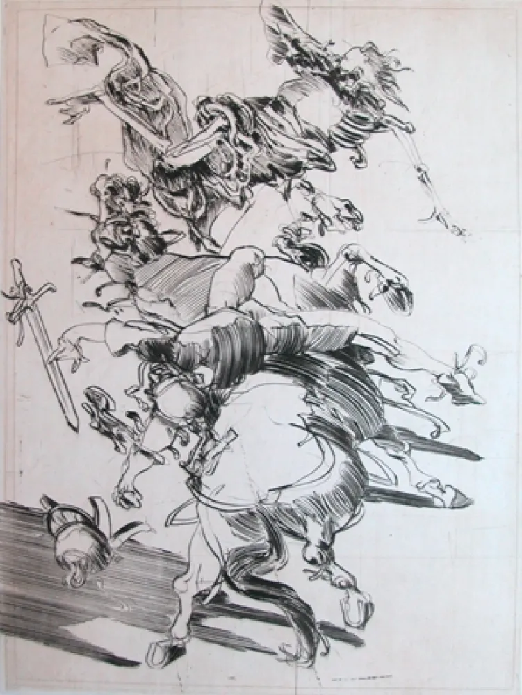 Grabado Weisbuch - LA MORT ET LE CAVALIER