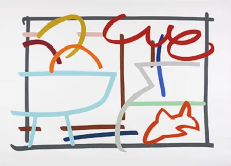 Serigrafía Wesselmann - Fast sketch Still life with fruit & goldfish
