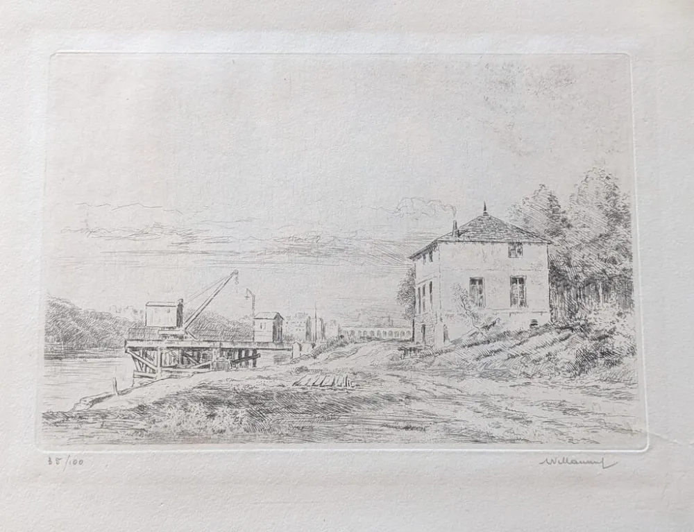 Grabado Willaume - Le Quai d'Issy