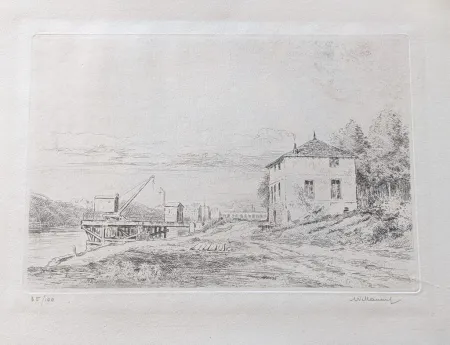 Grabado Willaume - Le Quai d'Issy
