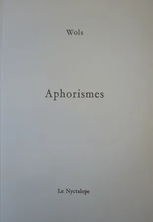 Libro Ilustrado Wols - Aphorismes