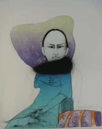 Litografía Wunderlich - Belle au chien