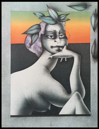 Litografía Wunderlich - La penseuse du printemps 