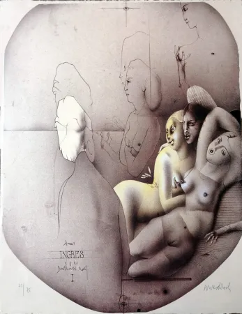 Litografía Wunderlich - Omaggio a Ingres