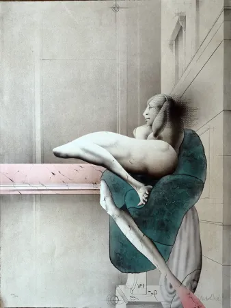 Litografía Wunderlich - Omaggio a Michelangelo