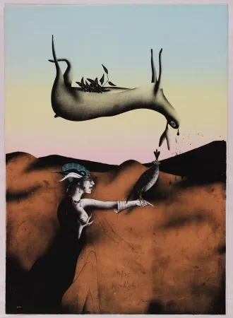 Litografía Wunderlich - Poésie de la chasse italienne