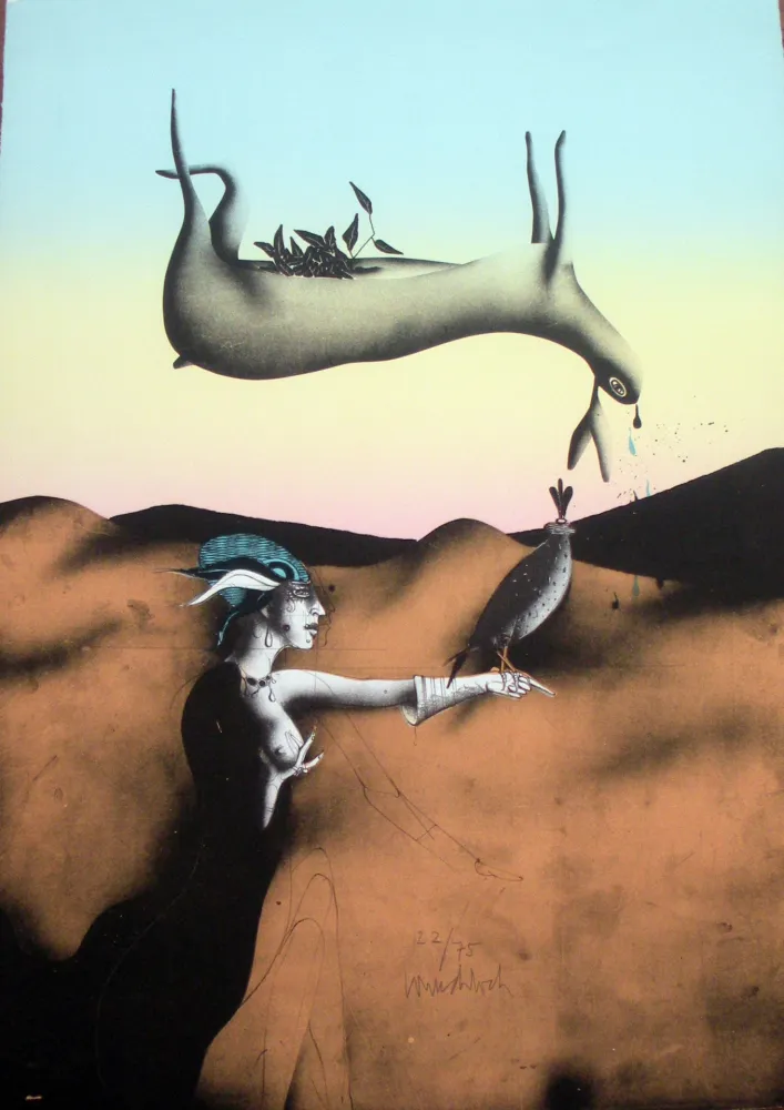 Litografía Wunderlich - Poésie de la chasse italienne