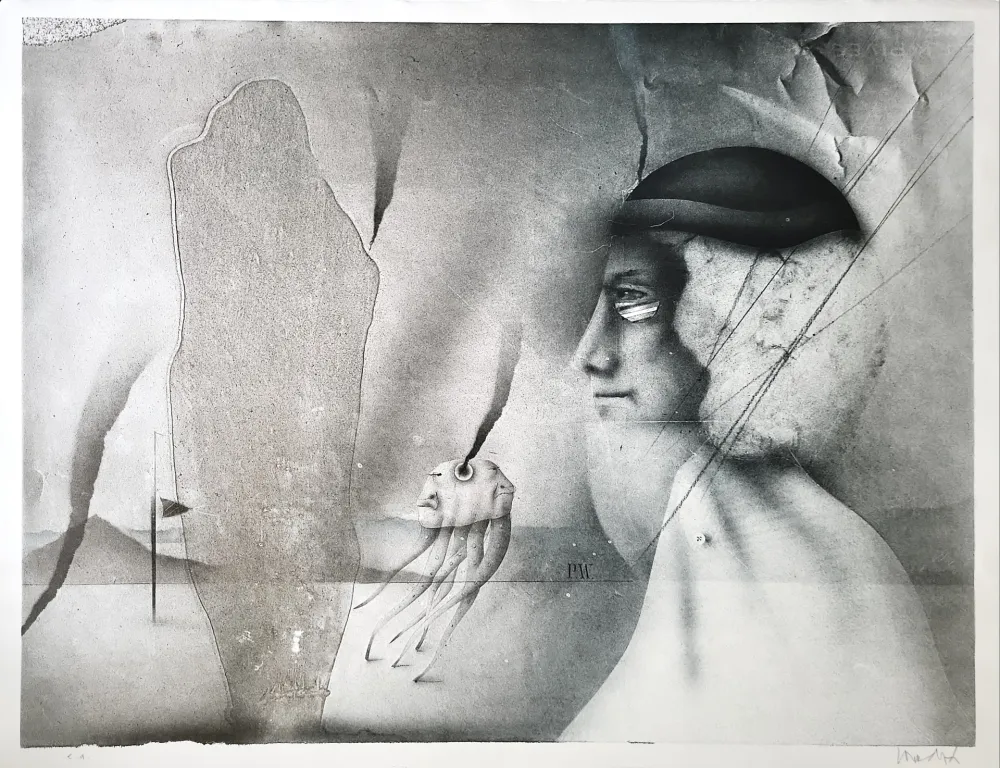 Litografía Wunderlich - Polyp mit Dame