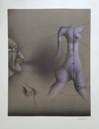 Litografía Wunderlich - Selbst in Betrachtung eines Torso