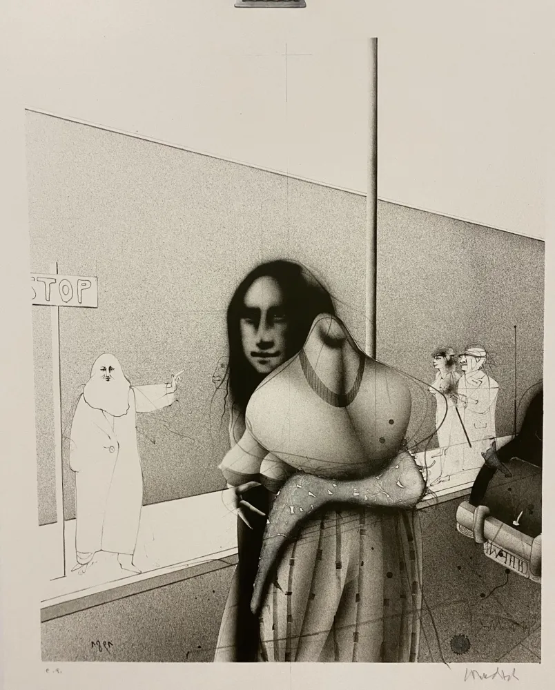 Litografía Wunderlich - Strassenszene