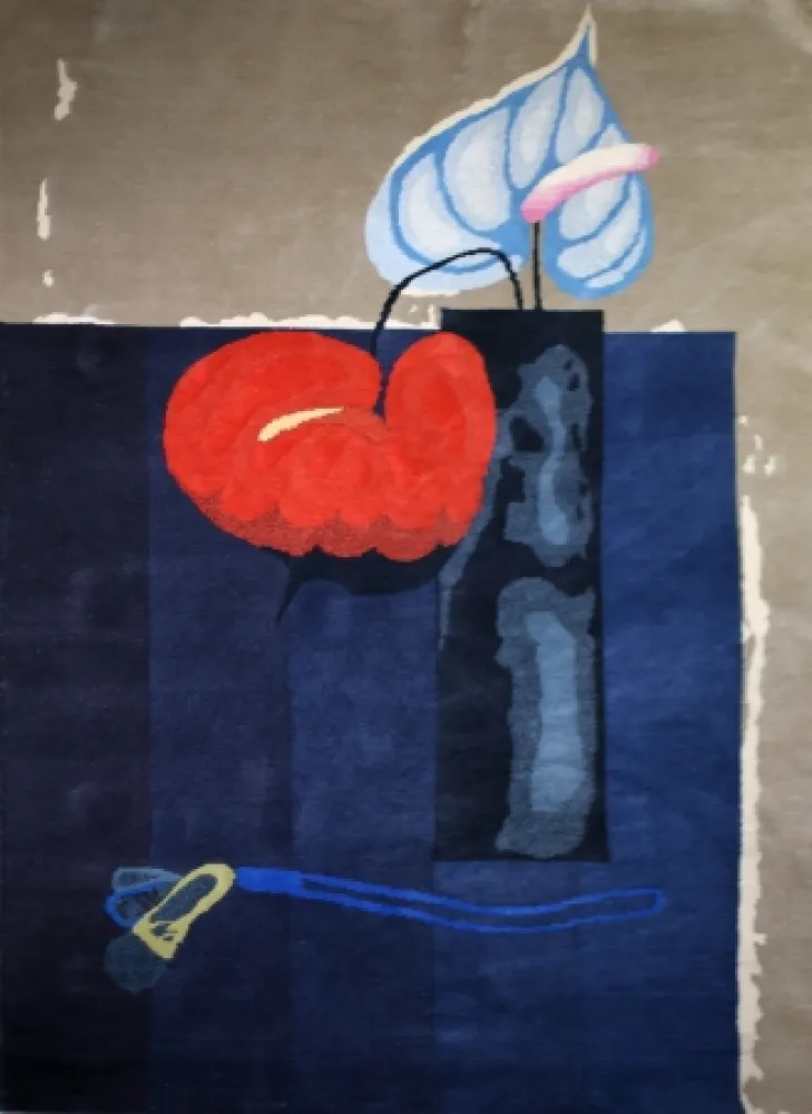 Múltiple Wunderlich - Vase mit zwei Anturien (TAPESTRY / TEPPICH)