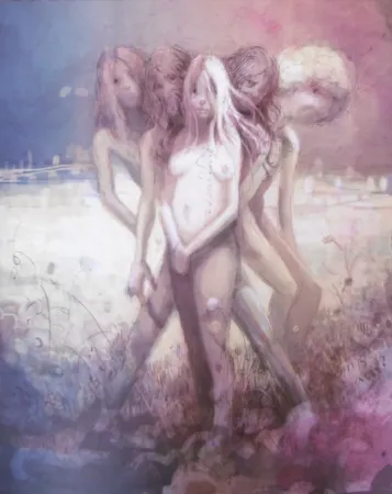 Litografía Yuskavage - Hippies in tit Heaven