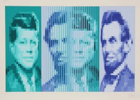 Serigrafía Yvaral - John F. Kennedy / Abraham Lincoln