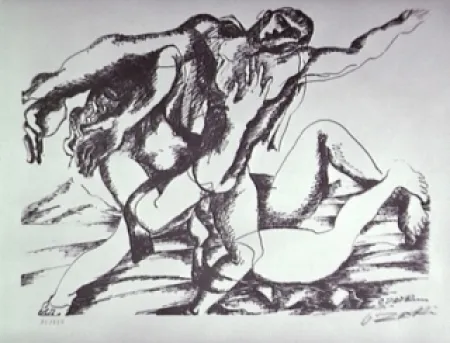 Litografía Zadkine - Combat avec l'Amazone Hippolyte
