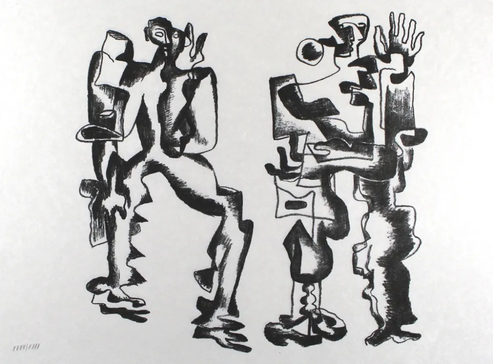 Litografía Zadkine - Deux figures