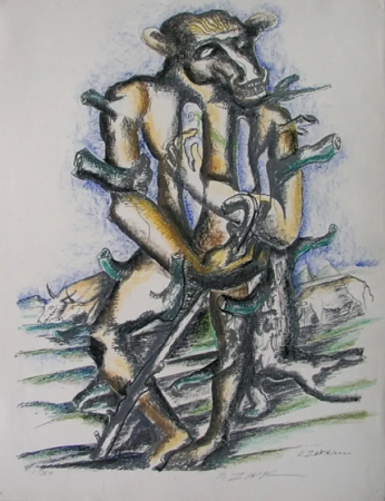 Litografía Zadkine - Gerion