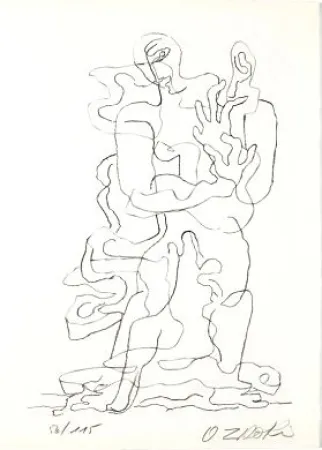 Litografía Zadkine - Jean Cassou: vingt-deux poèms
