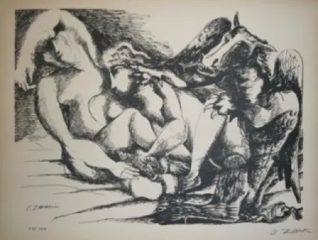 Litografía Zadkine - Les cavales de Diomède