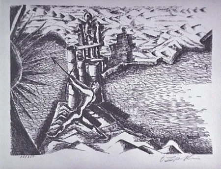 Litografía Zadkine - Les Colonnes d'Hercule