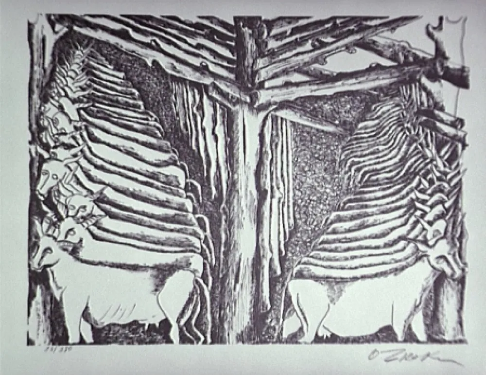 Litografía Zadkine - Les écuries d'Augias