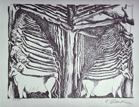 Litografía Zadkine - Les écuries d'Augias