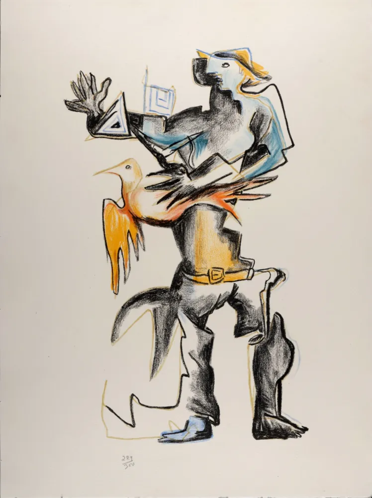 Litografía Zadkine - L'Oiseleur, 1967