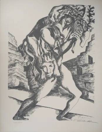 Litografía Zadkine - Mythologie Hercule et la biche de Cérynie