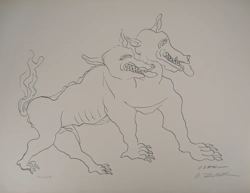 Litografía Zadkine -  Mythologie Hercule et le Cerbère