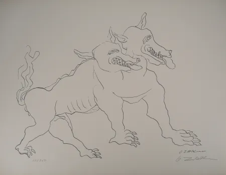 Litografía Zadkine -  Mythologie Hercule et le Cerbère