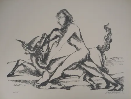 Litografía Zadkine -  Mythologie Hercule et le Taureau du roi de Crète
