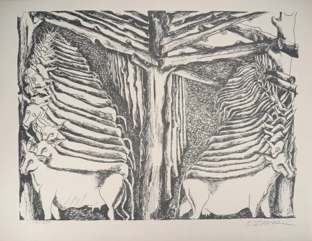 Litografía Zadkine - Mythologie : Hercule et les écuries d'Augias