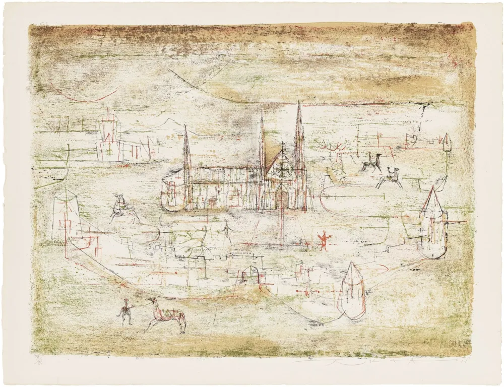 Litografía Zao - La vieille ville 