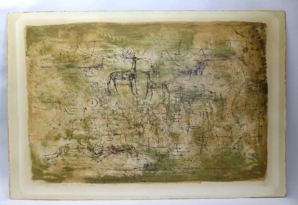 Litografía Zao - Les cerfs