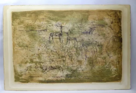 Litografía Zao - Les cerfs
