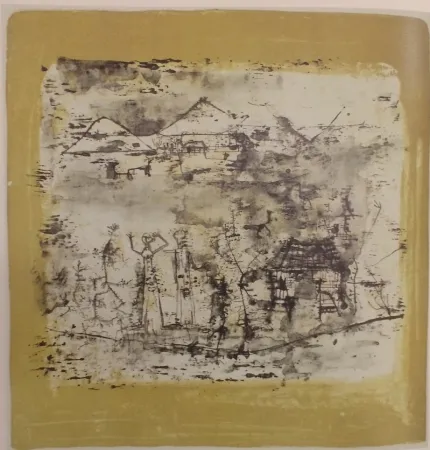 Litografía Zao - Paysage à l'homme les mains levées