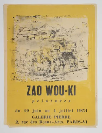 Litografía Zao - PEINTURES. Affiche pour la Galerie Pierre, Paris, 1951.