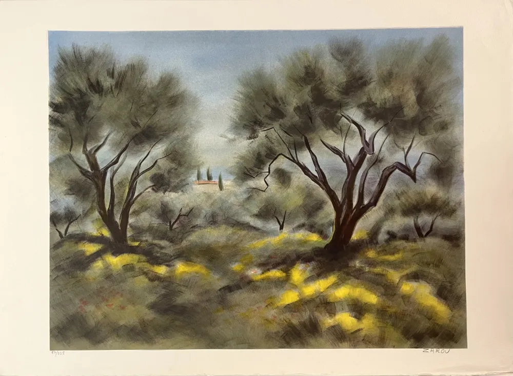 Litografía Zarou - Les Oliviers