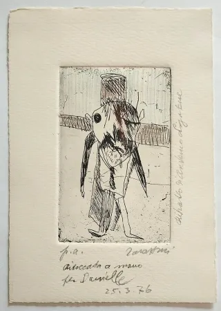 Aguafuerte Zavattini - Ritratto di Antonio Ligabue