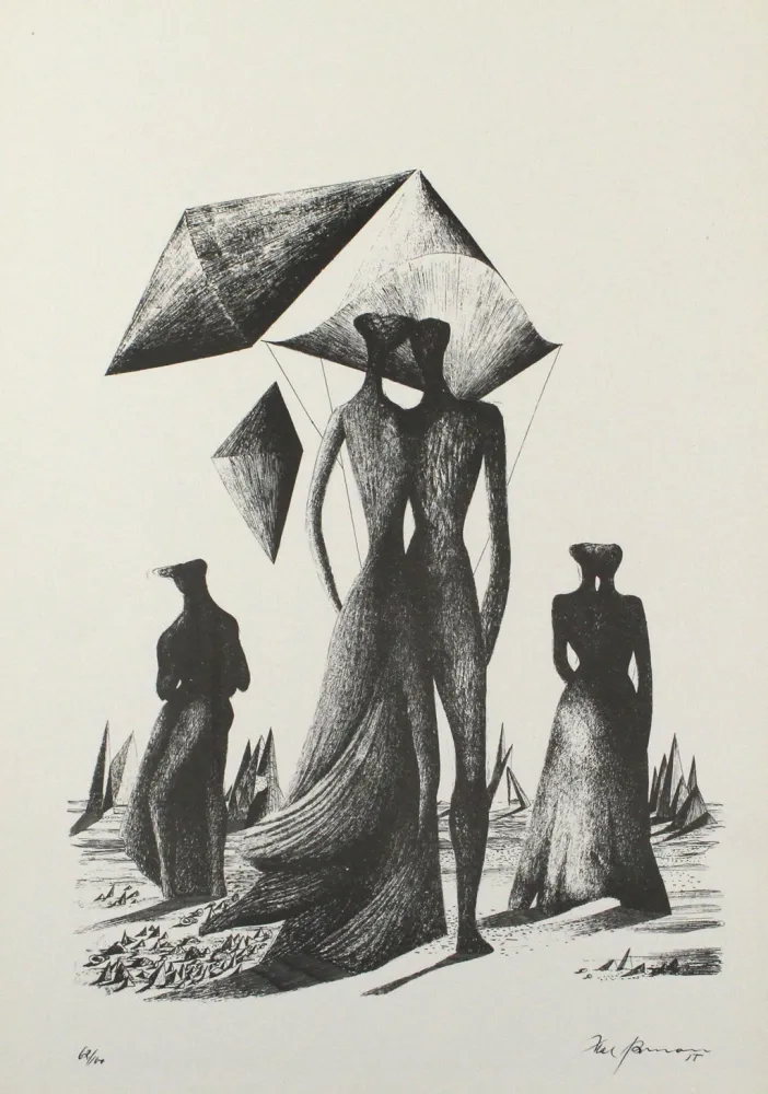 Litografía Zimmermann - Paar mit Himmelskörpern