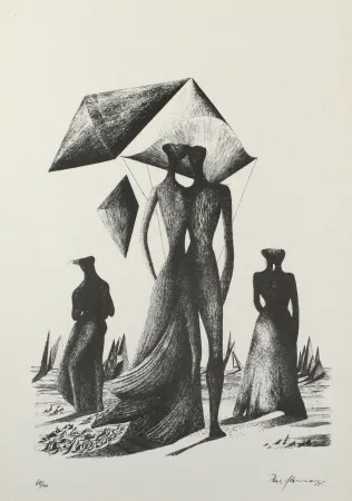 Litografía Zimmermann - Paar mit Himmelskörpern